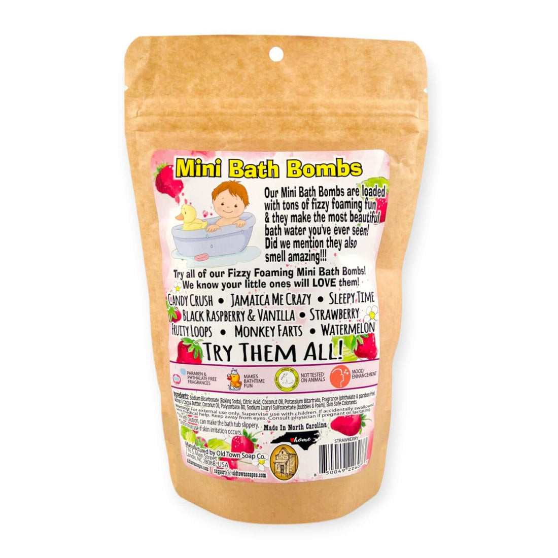 Strawberry Mini Bath Bombs - Old Town Soap Co.