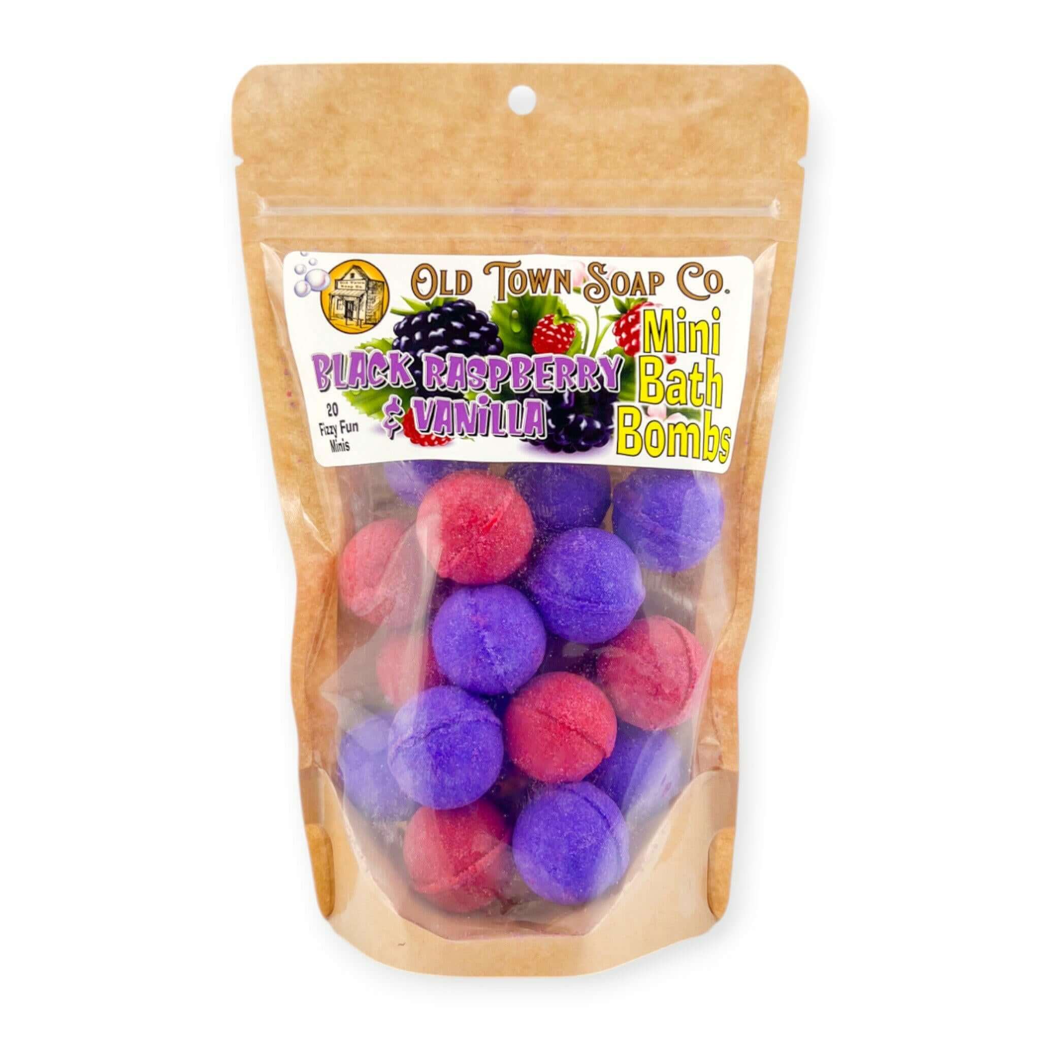Black Raspberry & Vanilla Mini Bath Bombs - Old Town Soap Co.