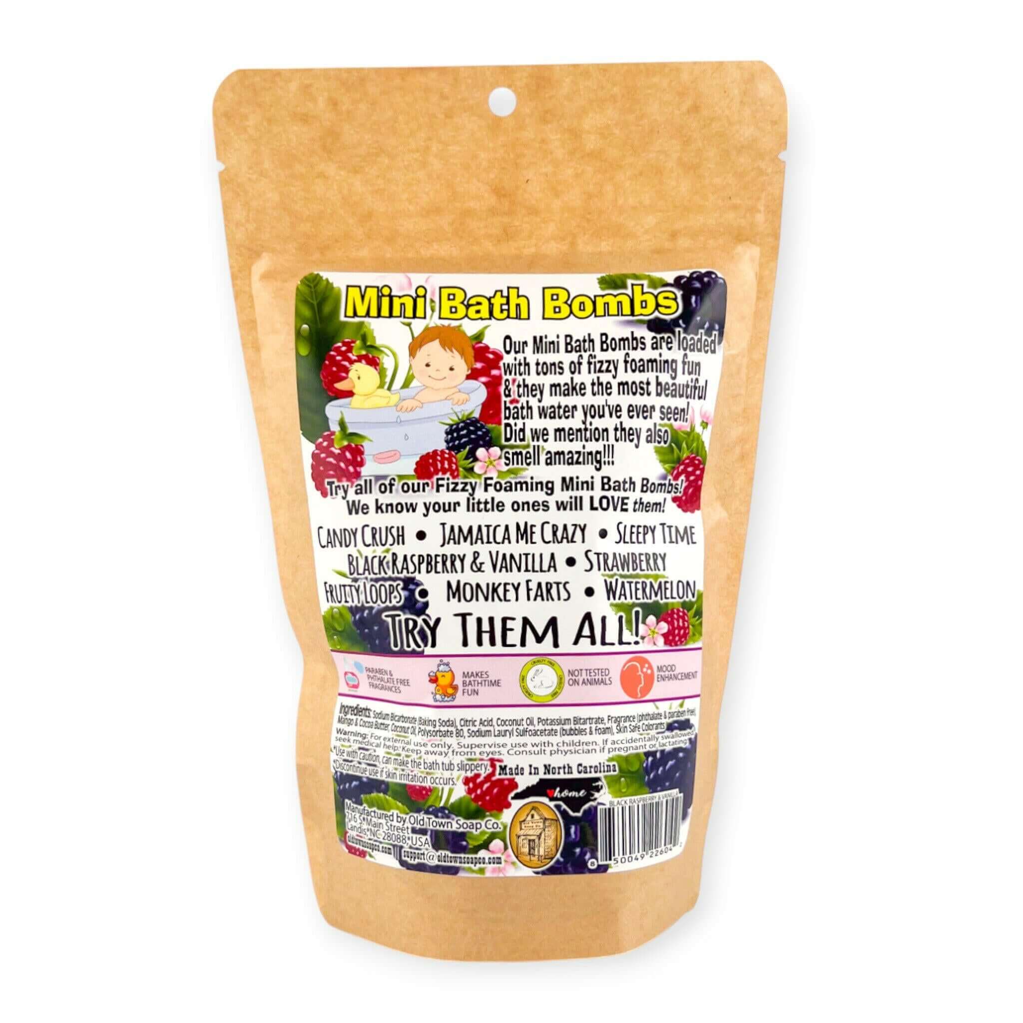 Black Raspberry & Vanilla Mini Bath Bombs - Old Town Soap Co.