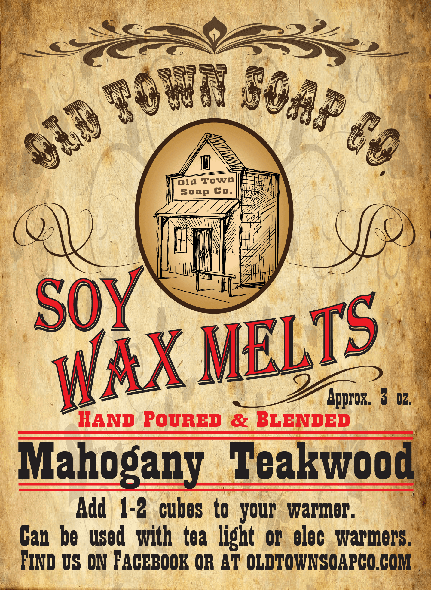 Mahogany Teakwood Wax Melts - Old Town Soap Co.