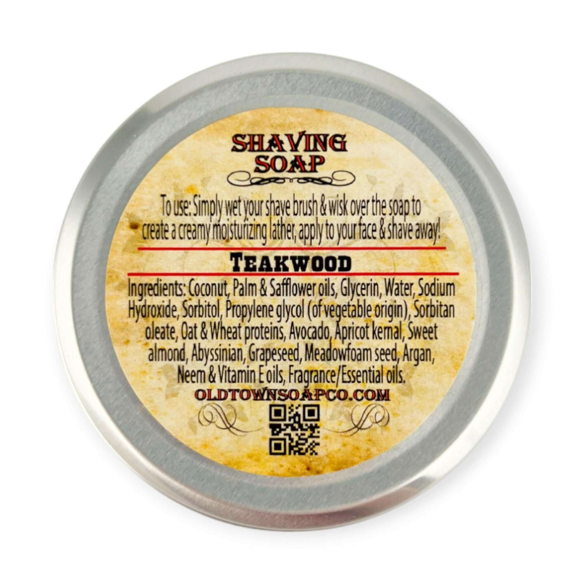 Teakwood -Shave Soap Tin - Old Town Soap Co.
