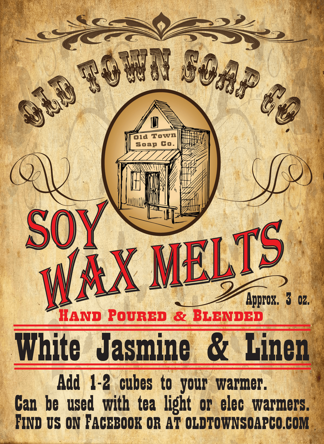 White Jasmine & Linen Wax Melts - Old Town Soap Co.