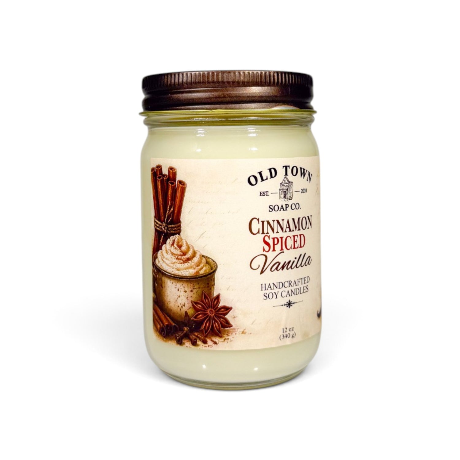 Cinnamon Spiced Vanilla 12oz. Candle - Old Town Soap Co.