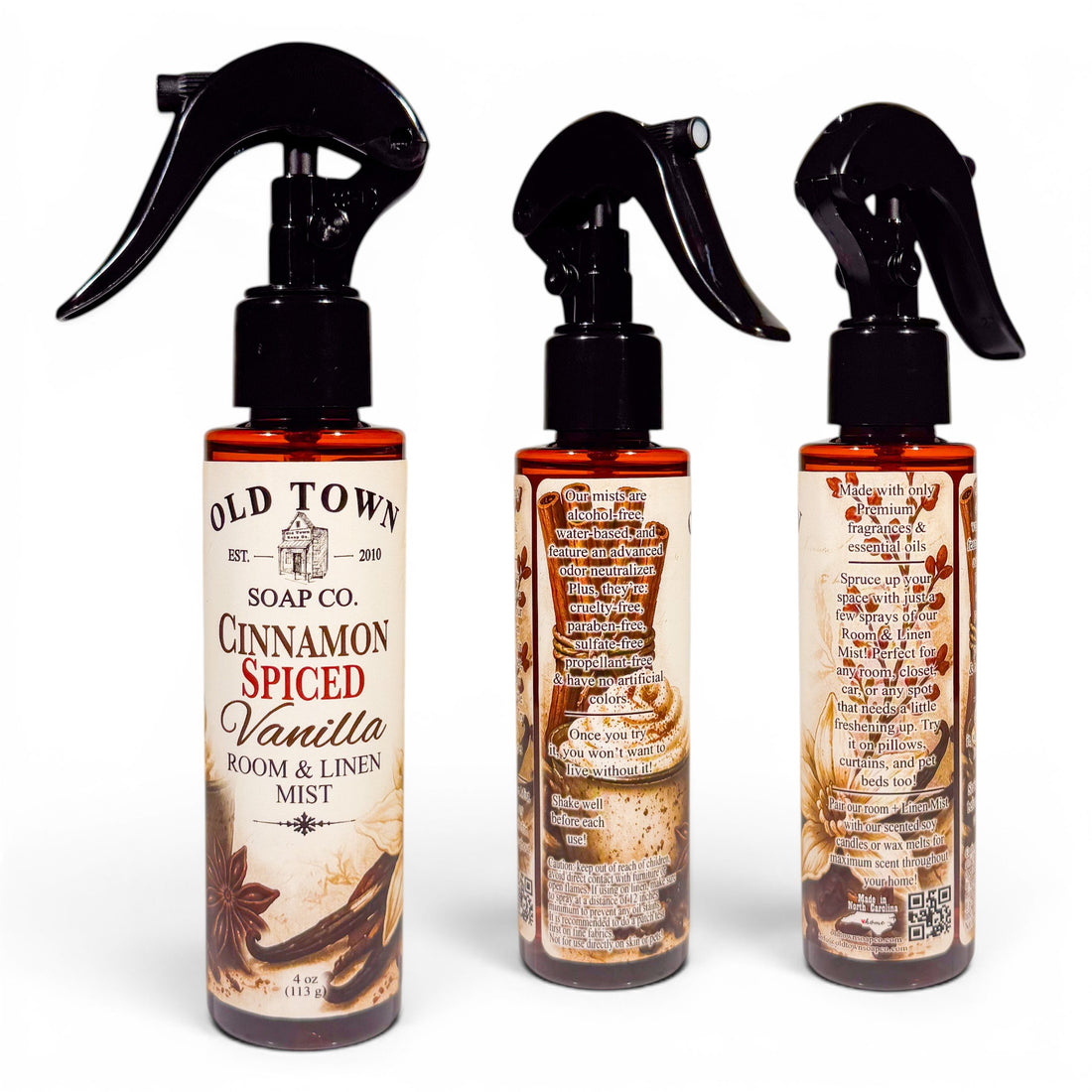 Cinnamon Spiced Vanilla -Room+Linen Mist - Old Town Soap Co.