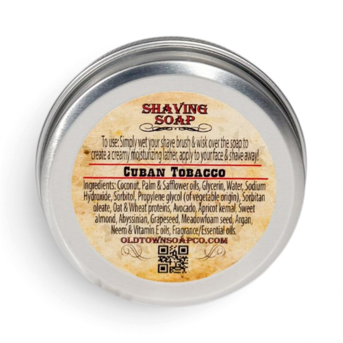 Cuban Tobacco Shave Soap Tin - Old Town Soap Co.