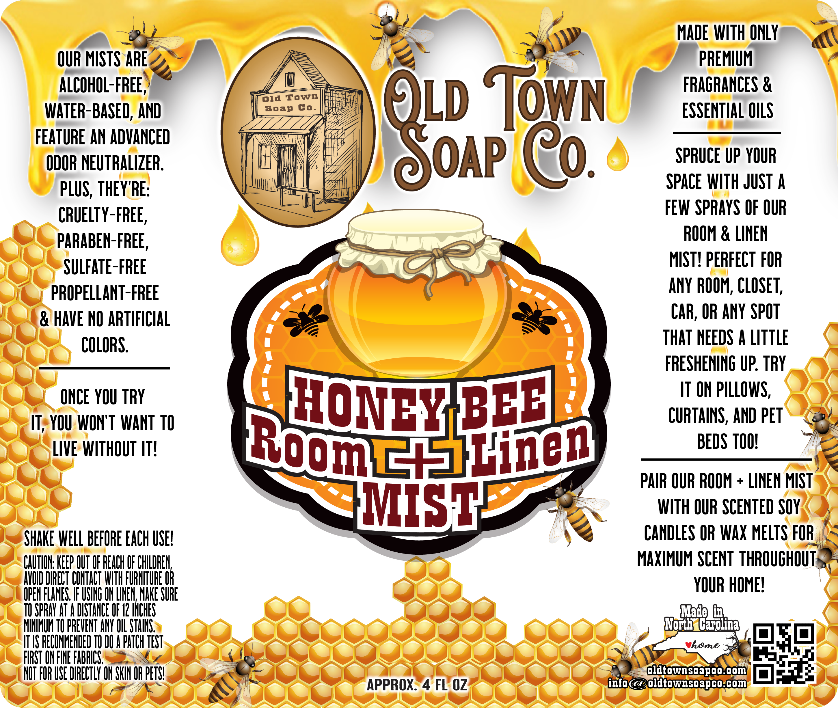 Honey Bee -Room+Linen Mist - Old Town Soap Co.