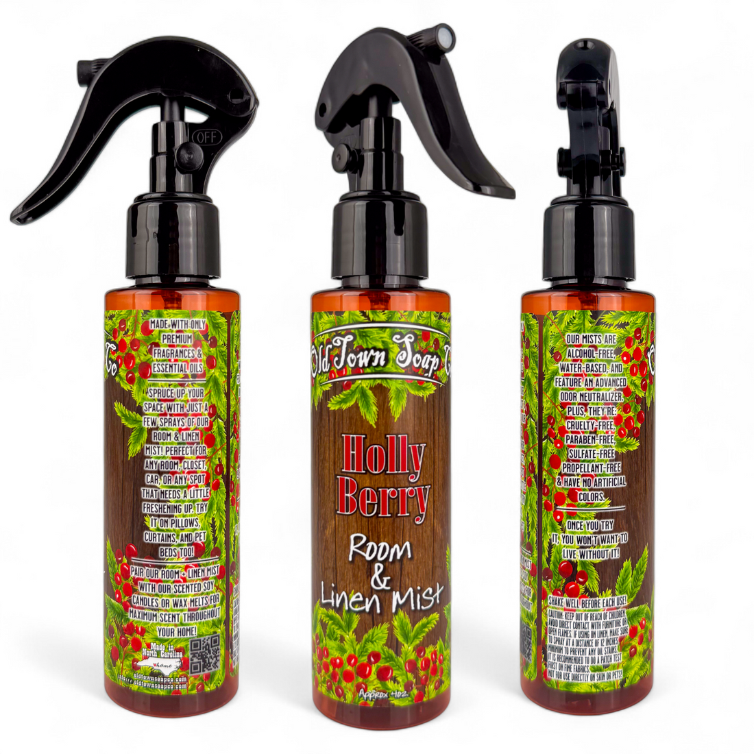 Holly Berry Room+Linen Mist - Old Town Soap Co.