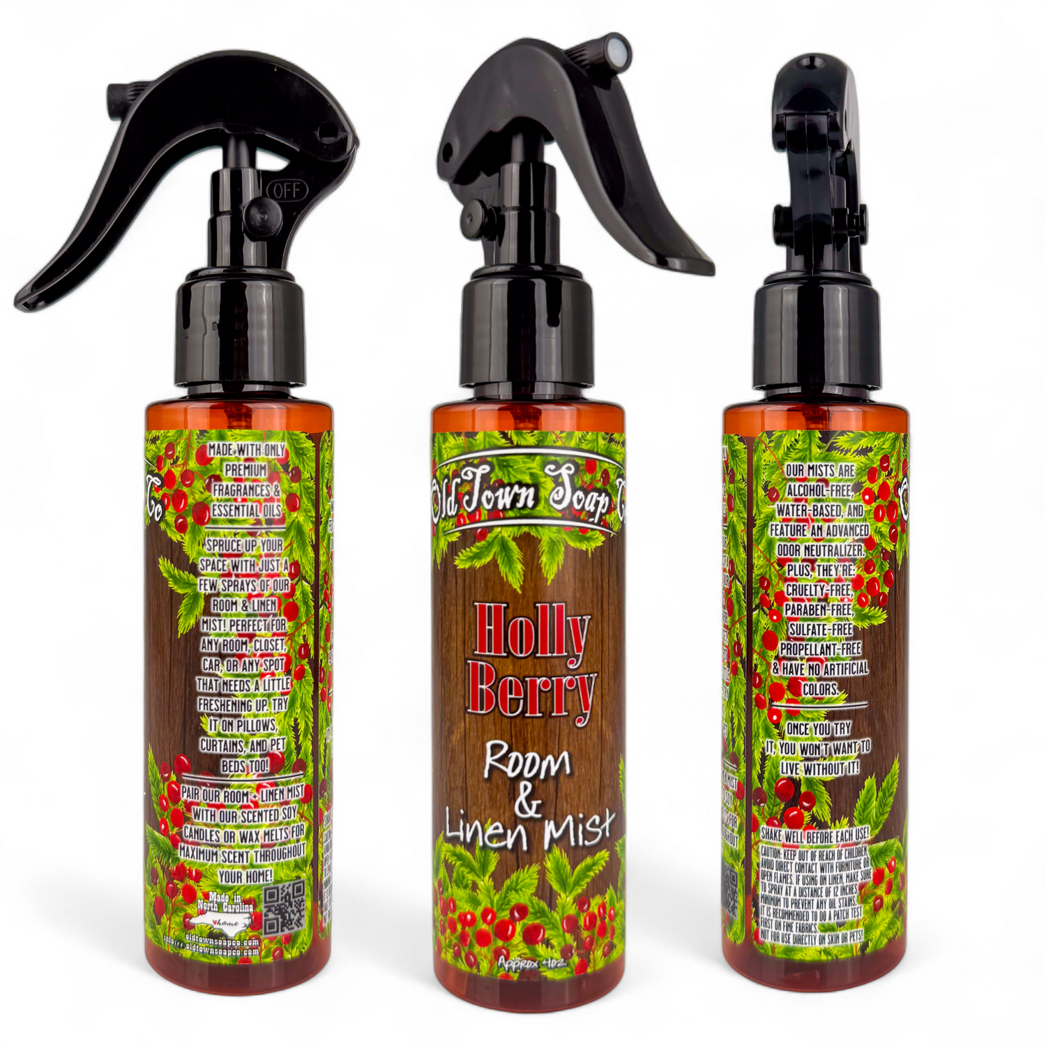 Holly Berry Room+Linen Mist - Old Town Soap Co.