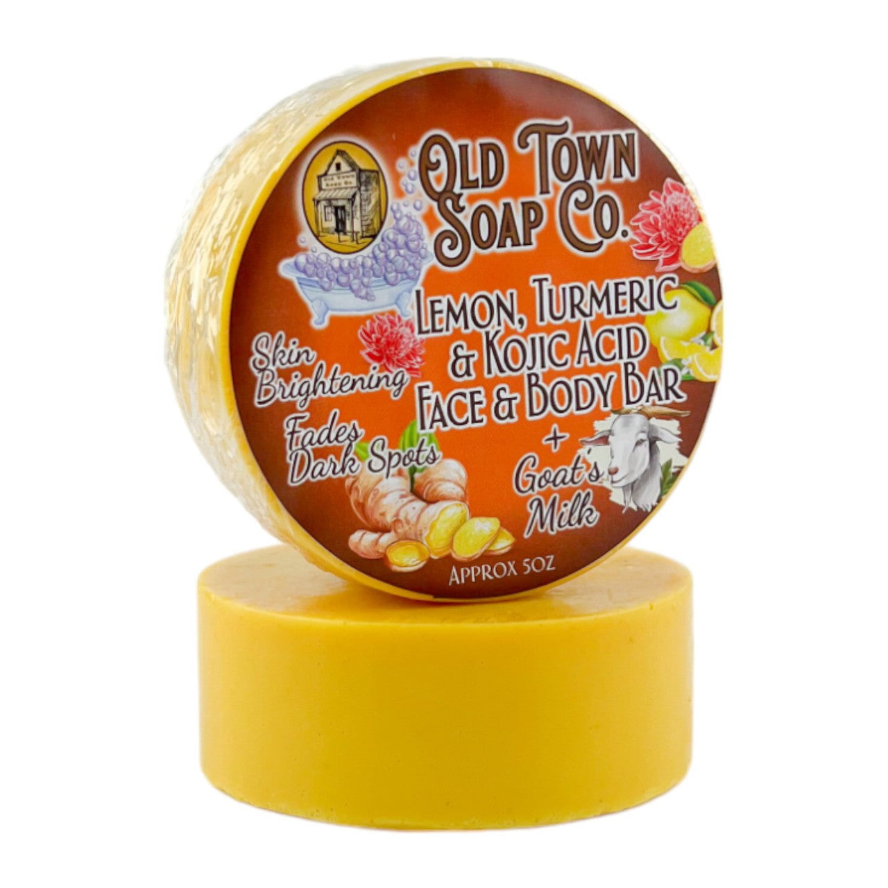 Lemon, Turmeric, &amp; Kojic Acid Face &amp; Body Bar - Old Town Soap Co.