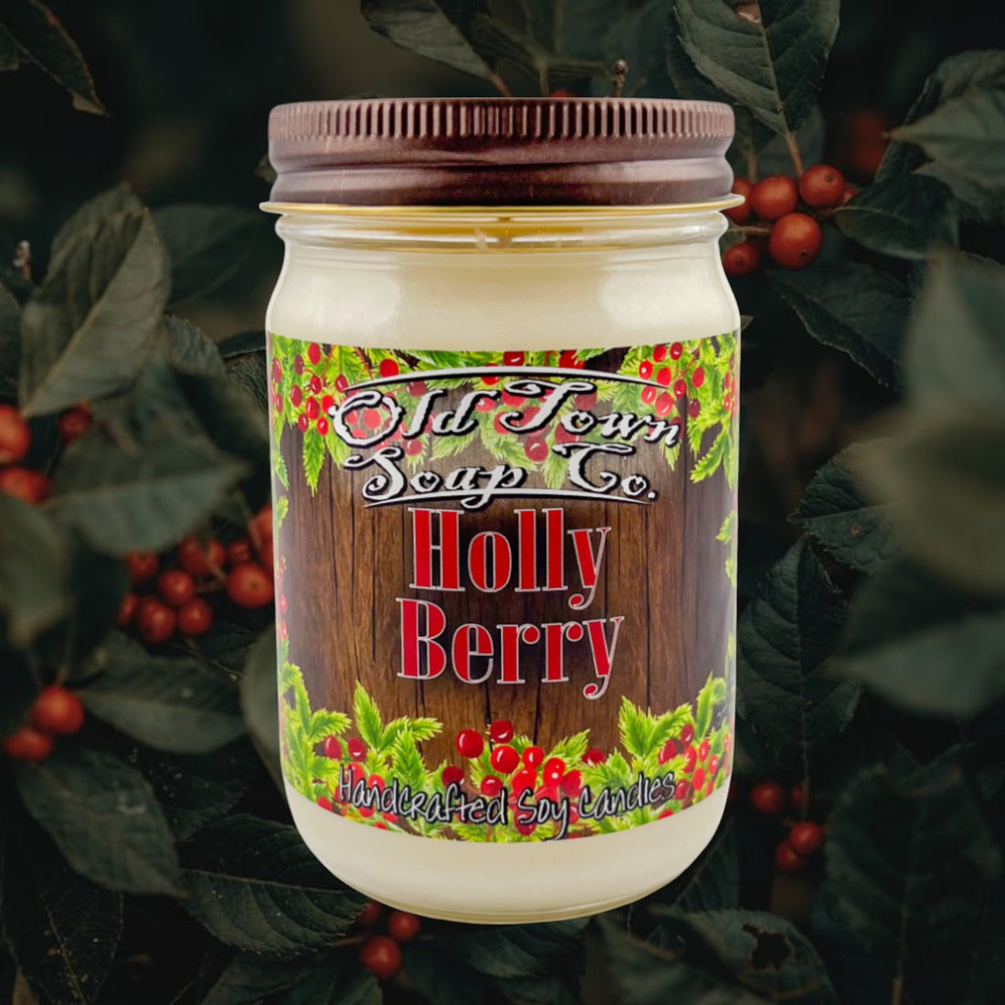 Holly Berry Christmas Candles