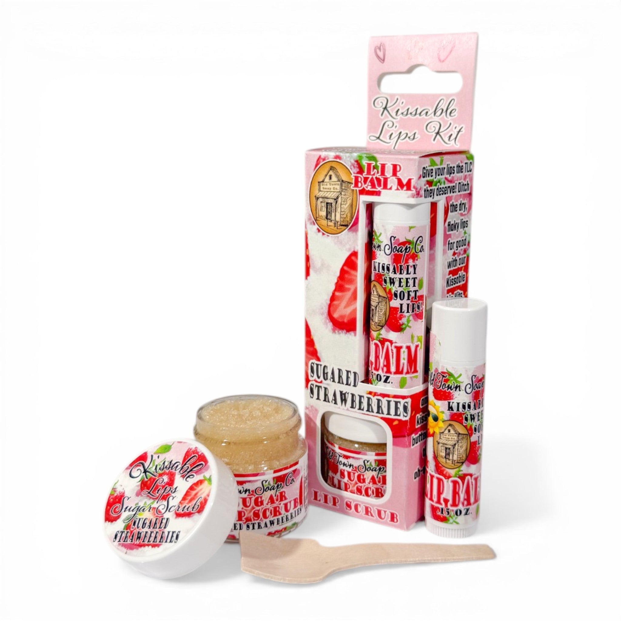 Kissable Lips Sugar Scrub &amp; Lip Balm Kits - Old Town Soap Co.