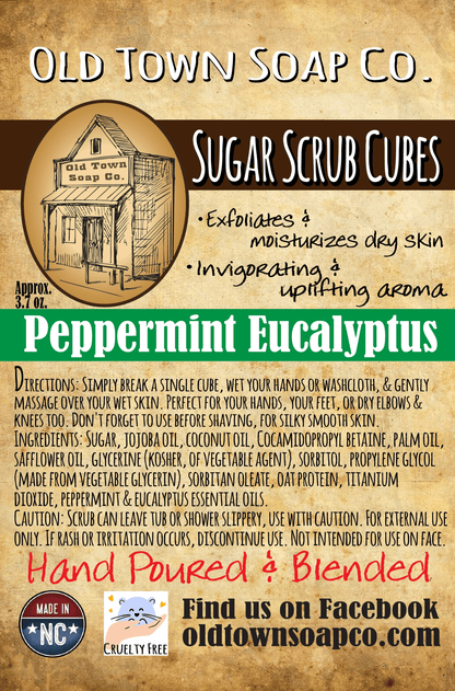 Peppermint Eucalyptus Sugar Scrub Cubes - Old Town Soap Co.