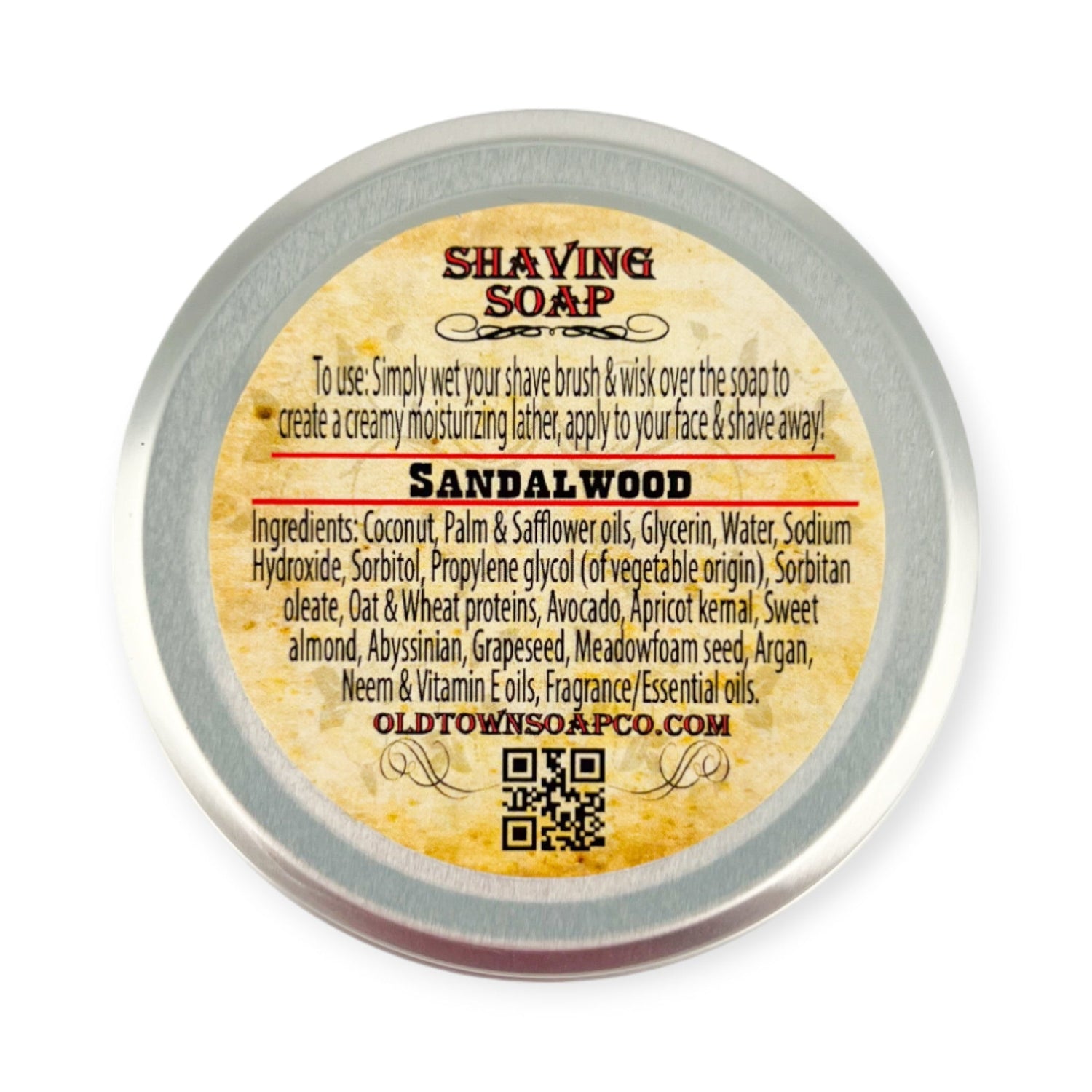 Sandalwood -Shave Soap Tin - Old Town Soap Co.