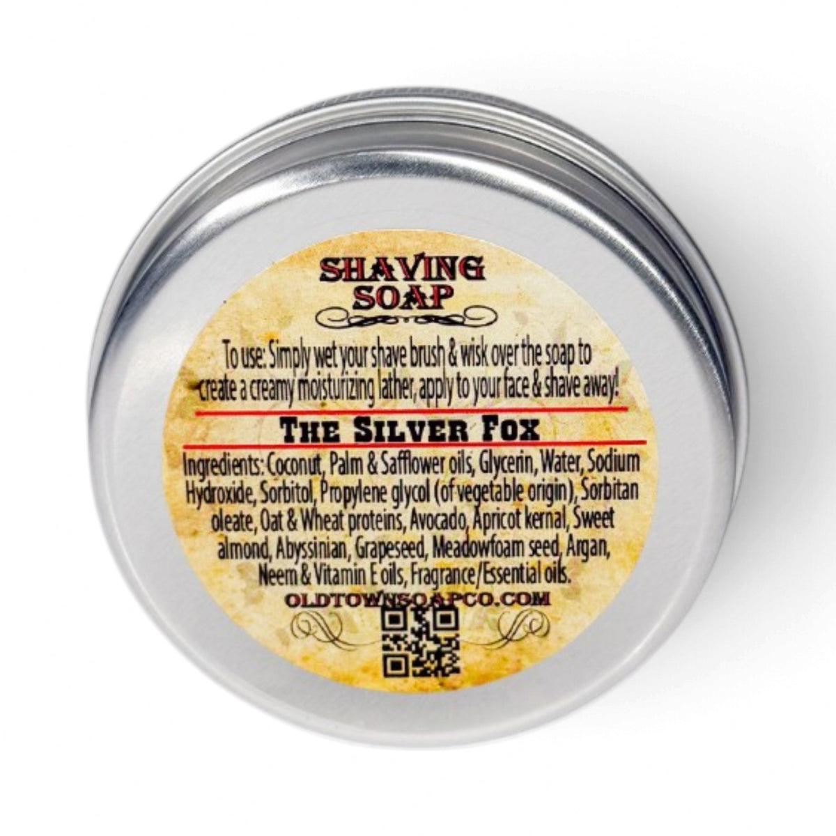 The Silver Fox Shave Soap Tin - Old Town Soap Co.