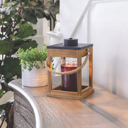 Wood &amp; Rope Candle Warmer Lantern