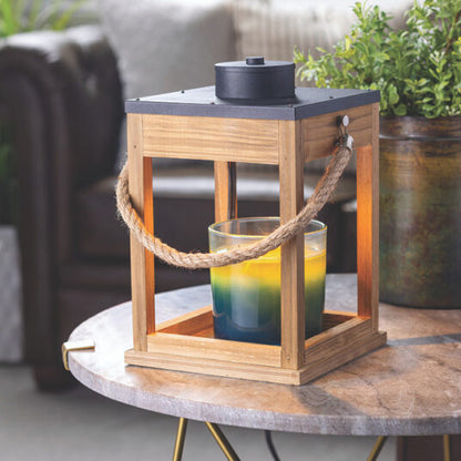Wood &amp; Rope Candle Warmer Lantern