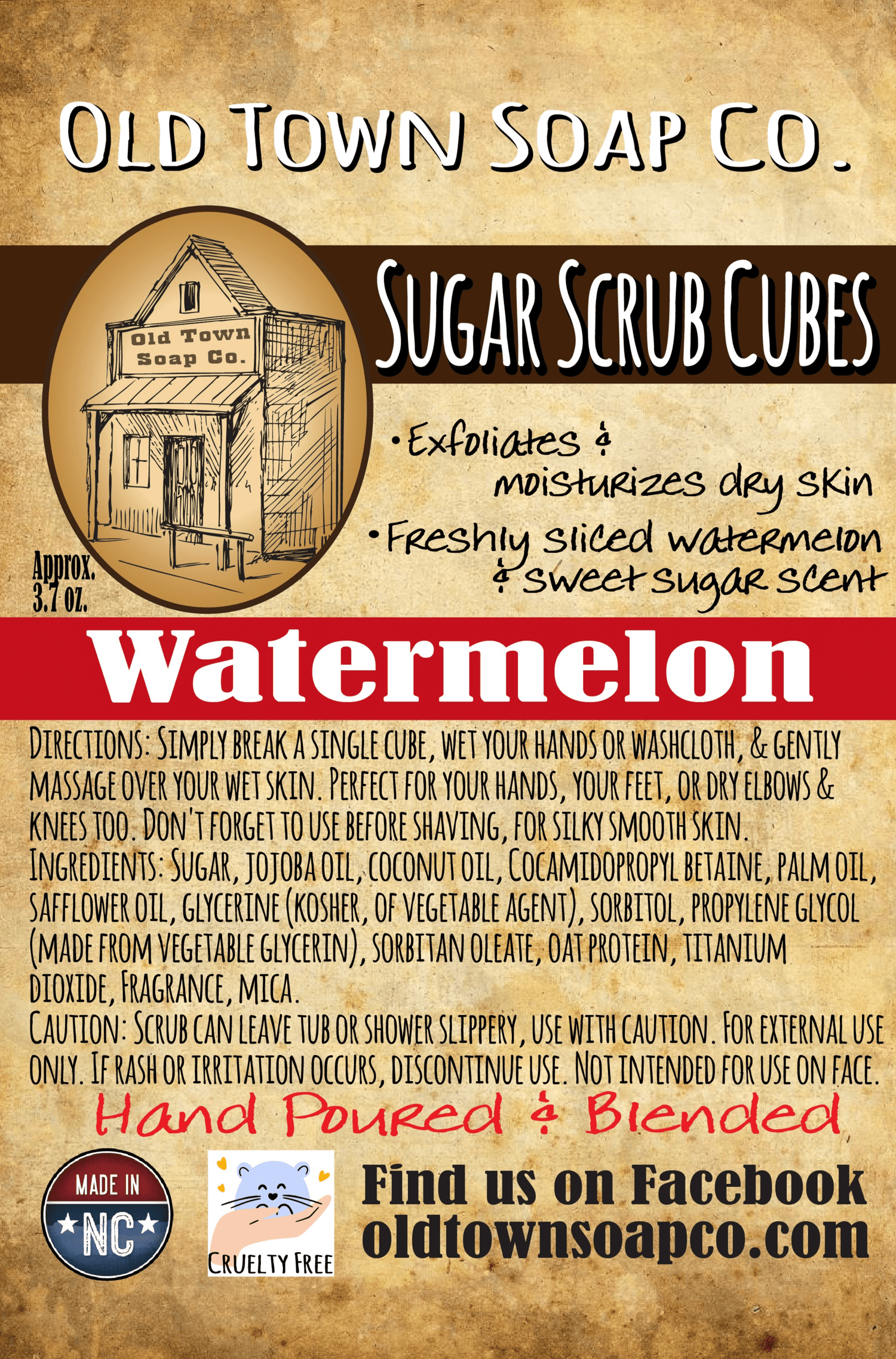 Watermelon Sugar Scrub Cubes - Old Town Soap Co.