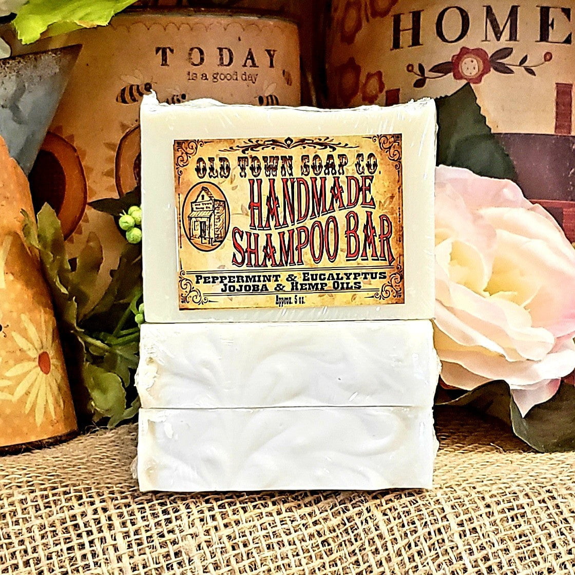 Peppermint Eucalyptus Jojoba &amp; Hemp -Shampoo Bar - Old Town Soap Co.